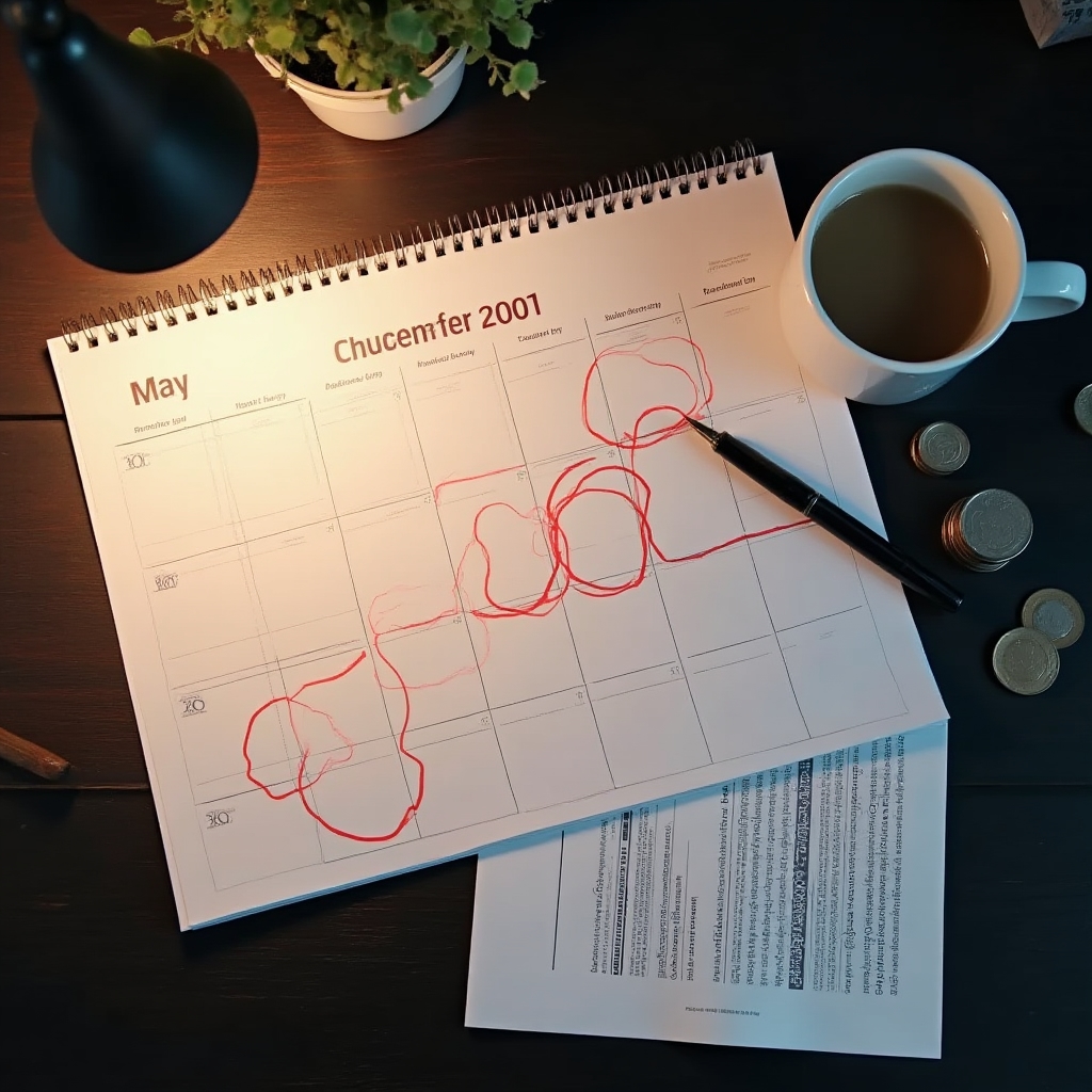 Kalender mit eingetragenen Steuervorauszahlungsfristen